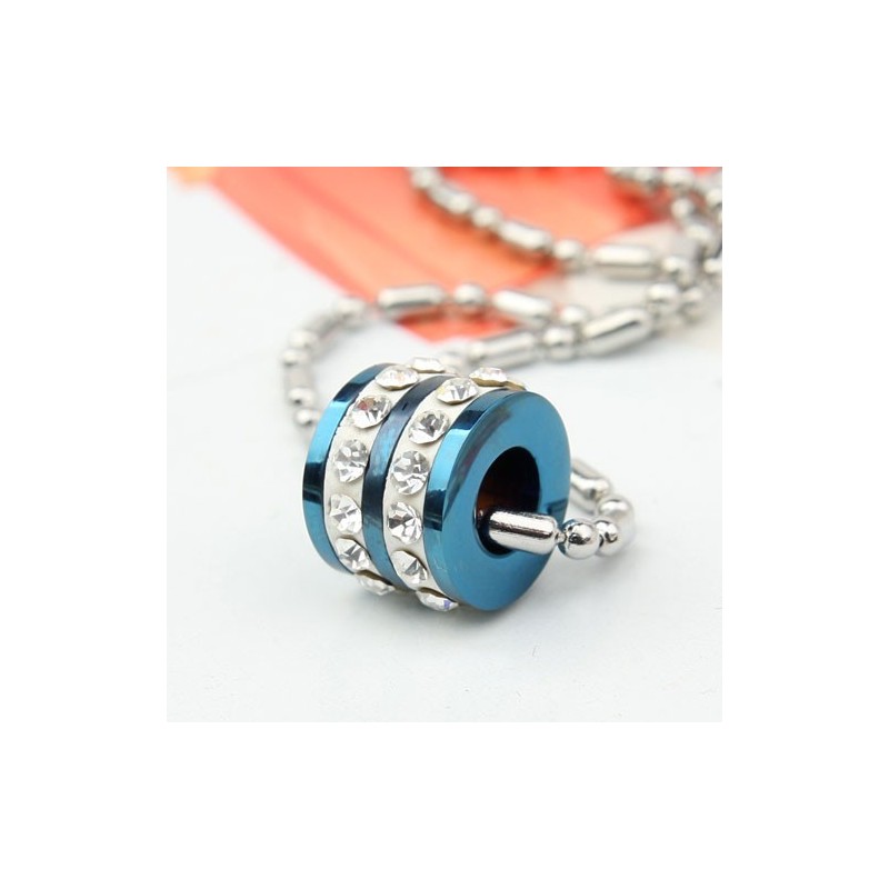 Anillo Azul De Moda Con Colgante Y Collar De Titanio Y Diamantes Anillo Azul De Moda Con Colgante Y Collar De Titanio Y Diamantes