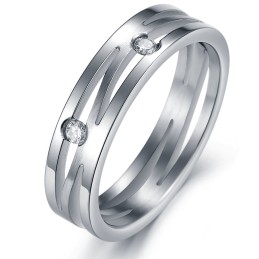 Anillo De Titanio Con Laberinto De Calidad Estable Para Amantes Con Diamantes De Imitación