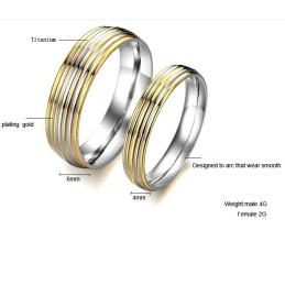Anillo De Titanio Dorado De Calidad Superior Para Amantes