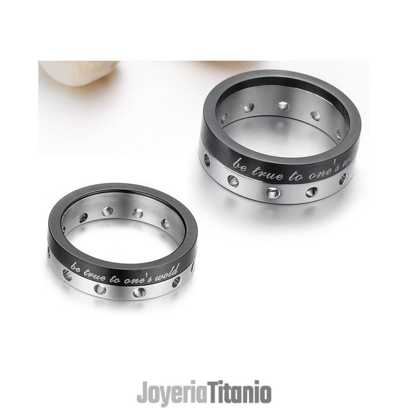 Anillo De Titanio Negro Completo Con Especificaciones Para Amantes.