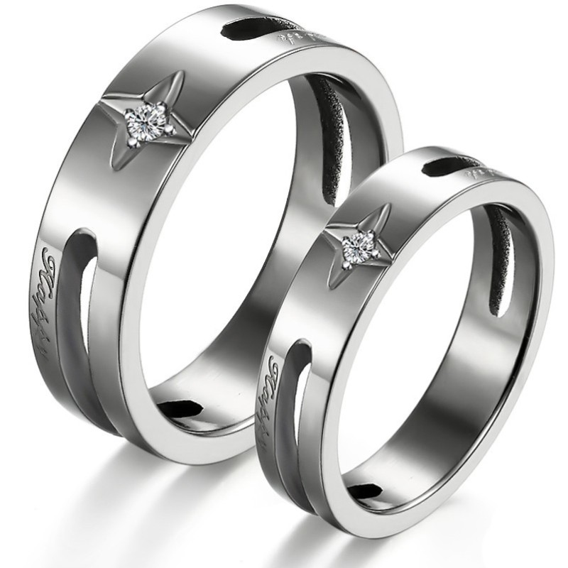 Anillo De Titanio Con Forma De Estrella De Calidad Estable Para Amantes Anillo De Titanio Con Forma De Estrella De Calidad Estable Para Amantes