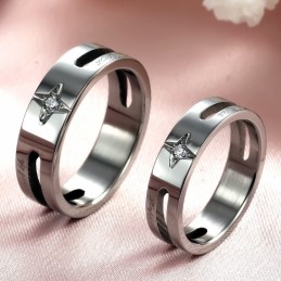 Anillo De Titanio Con Forma De Estrella De Calidad Estable Para Amantes