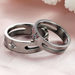 Anillo De Titanio Con Forma De Estrella De Calidad Estable Para Amantes