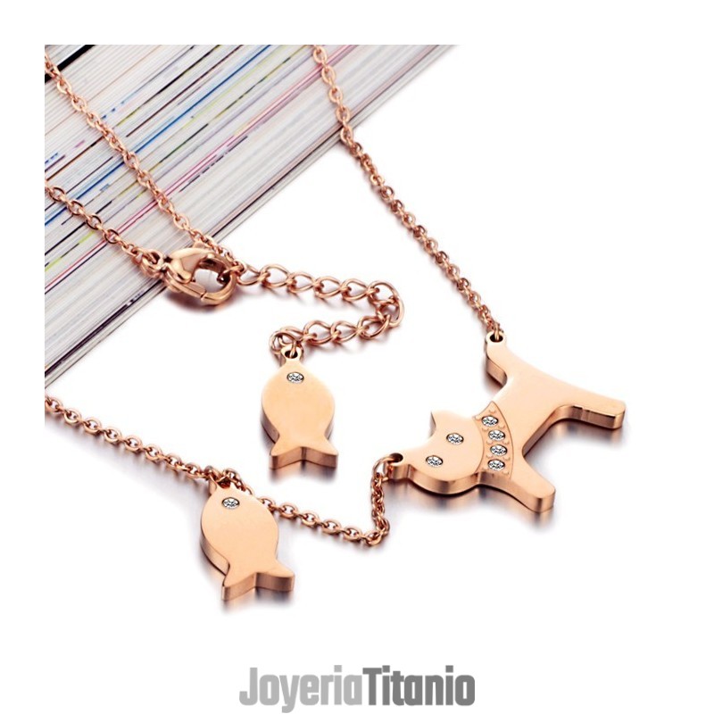 Collar De Titanio "Los Gatos Comen Pescado", Muy Vendido En Todo El Mundo