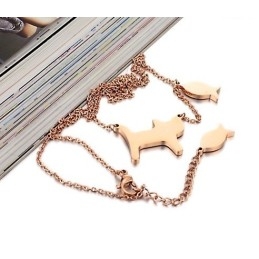 Collar De Titanio "Los Gatos Comen Pescado", Muy Vendido En Todo El Mundo