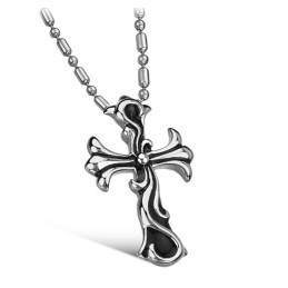 Collar De Titanio Con Cruz Masculina De Alta Calidad