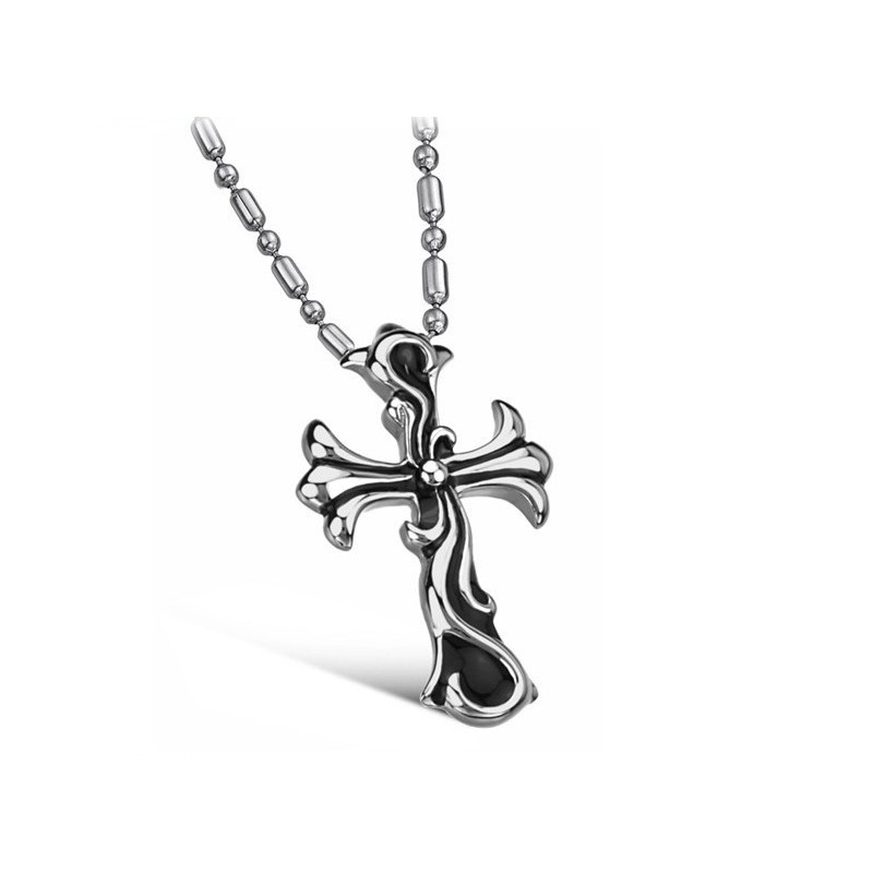 Collar De Titanio Con Cruz Masculina De Alta Calidad