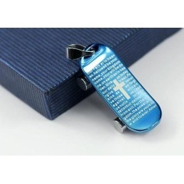 Colgante Y Collar Con Diseño De Monopatín De La Biblia Con La Cruz Azul De Man