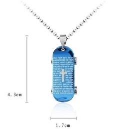 Colgante Y Collar Con Diseño De Monopatín De La Biblia Con La Cruz Azul De Man
