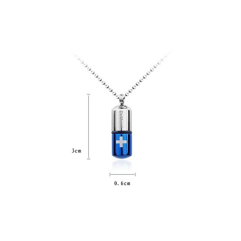 Collar Con Colgante De Cruz De Titanio Puro Y Plata Azul Collar Con Colgante De Cruz De Titanio Puro Y Plata Azul