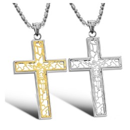 Collar De Titanio Con Cruz Masculina De La Reina De La Calidad