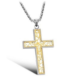 Collar De Titanio Con Cruz Masculina De La Reina De La Calidad
