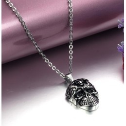 Collar De Titanio Con Calavera Masculina De Calidad Superior