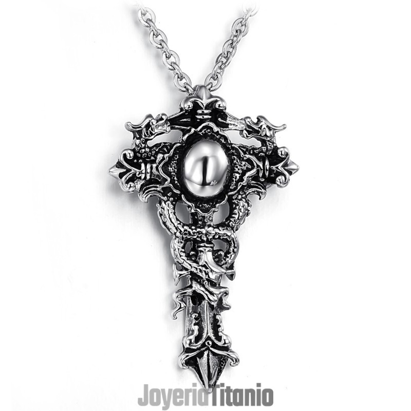 Collar De Titanio Con Cruz De Gran Variedad