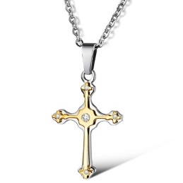 Collar De Titanio Con Cruz Femenina Fácil De Usar Y Diamantes De Imitación