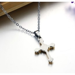 Collar De Titanio Con Cruz Femenina Fácil De Usar Y Diamantes De Imitación