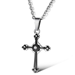 Collar De Titanio Con Cruz Femenina De Excelente Calidad Y Diamantes De Imitación.