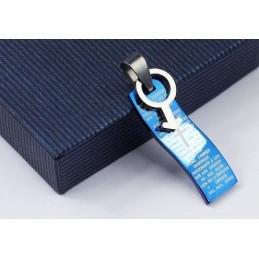Colgante Y Collar De Titanio Con Cruz Bíblica De Estilo Azul Con Símbolos Para Hombre