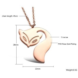 Collar De Titanio Con Forma De Zorro Para Mujer, Completo En Especificaciones