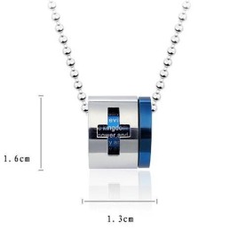 Collar Y Colgante De Titanio Puro Con La Cruz Azul De La Biblia (Nuevo)
