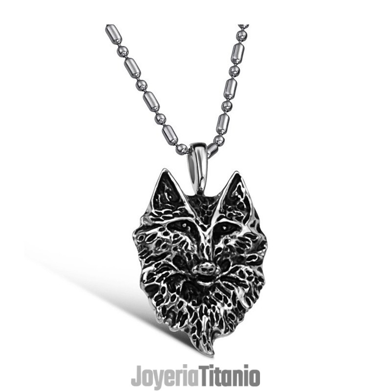 Collar De Titanio Con Tótem De Lobo Para Hombre, Completo En Especificaciones