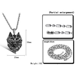 Collar De Titanio Con Tótem De Lobo Para Hombre, Completo En Especificaciones