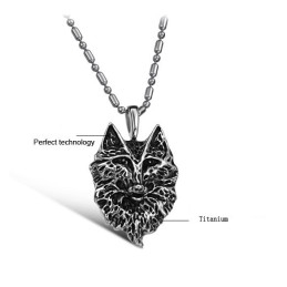 Collar De Titanio Con Tótem De Lobo Para Hombre, Completo En Especificaciones