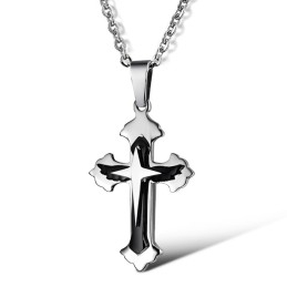 Collar De Titanio Con Cruz Masculina De Calidad Estable