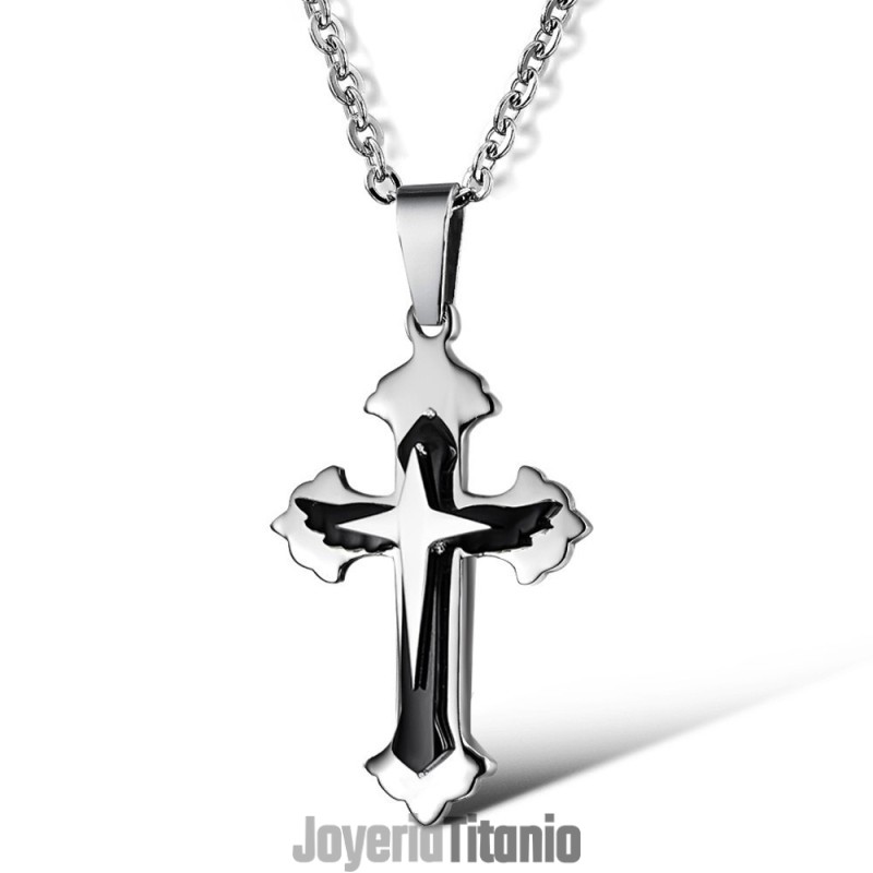 Collar De Titanio Con Cruz Masculina De Calidad Estable