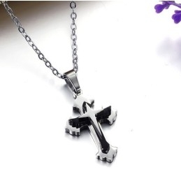 Collar De Titanio Con Cruz Masculina De Calidad Estable