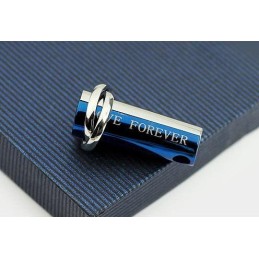 Collar Con Colgante De Titanio De Dos Piezas En Azul Y Plata "Love Forever"