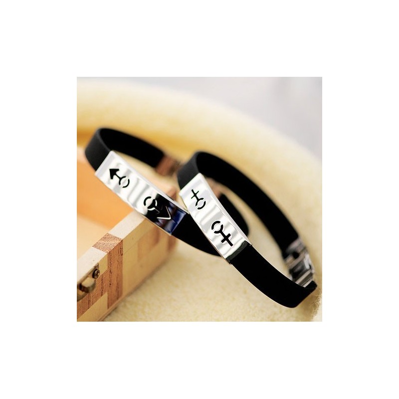 Pulseras De Titanio Con Símbolo Para Parejas De Hombres Y Mujeres