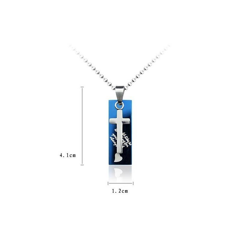 Collar De Titanio Con Colgante De Cruz Y Corazón De Amor