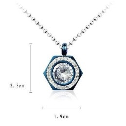 Collar Con Colgante De Hexagrama Azul De Titanio Puro Y Diamantes