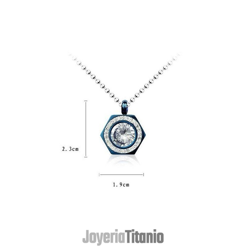 Collar Con Colgante De Hexagrama Azul De Titanio Puro Y Diamantes Collar Con Colgante De Hexagrama Azul De Titanio Puro Y Diamantes