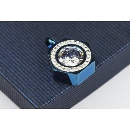 Collar Con Colgante De Hexagrama Azul De Titanio Puro Y Diamantes