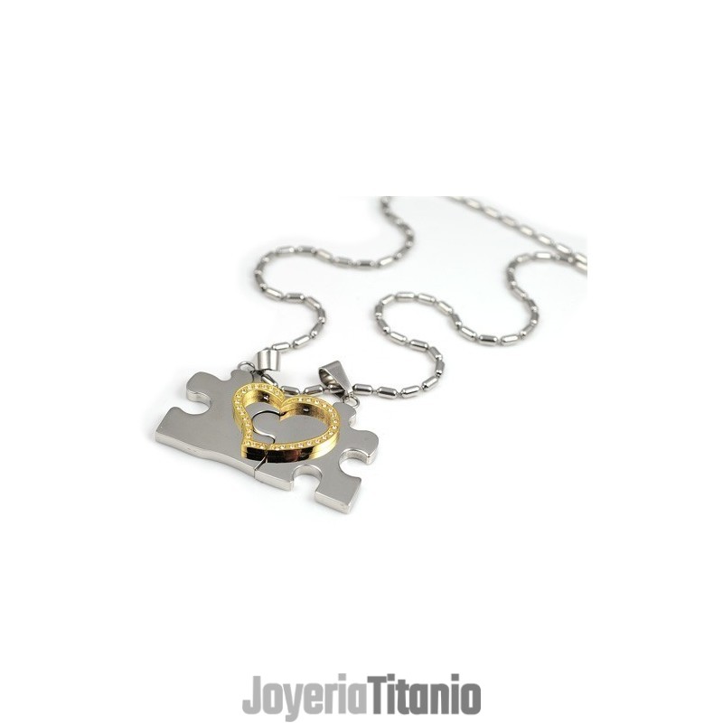 1 Par De Colgantes De Collar De Acero De Titanio Con Forma De Corazón De Color Azul