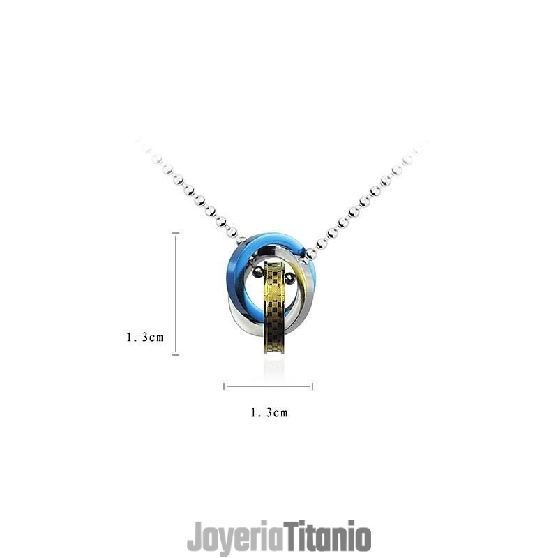 Colgante De Anillos De Tres Colores Y Collar De Titanio De Moda Colgante De Anillos De Tres Colores Y Collar De Titanio De Moda