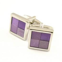 Gemelos Funky Cuadrados De Titanio Y Morado