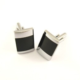Gemelos Oblongos De Titanio Y Esmalte Negro