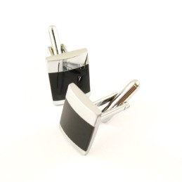 Gemelos Oblongos De Titanio Y Esmalte Negro