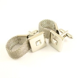 Gemelos De Titanio De Diseño Especial Con Diamante