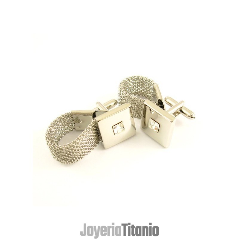 Gemelos De Titanio De Diseño Especial Con Diamante