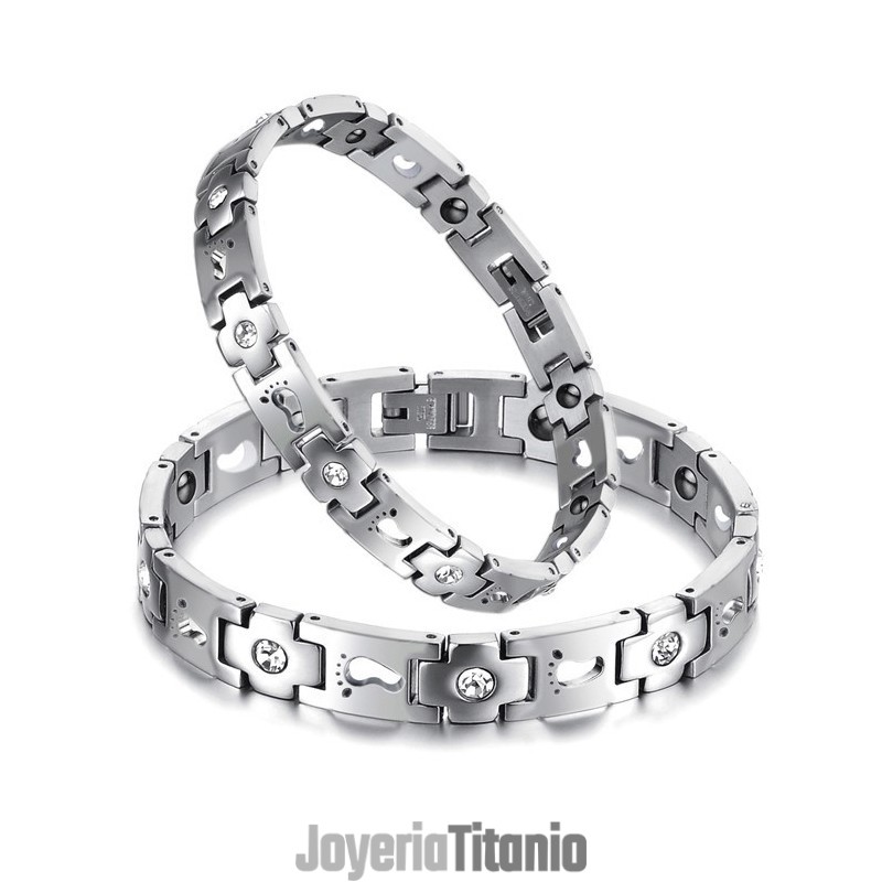 La Reina De La Pulsera De Titanio De Calidad Para Amantes Con Diamantes De Imitación.