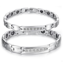 Pulsera De Piedra Imán De Titanio De Calidad Confiable Y Saludable Para Amantes Con Diamantes De Imitación.