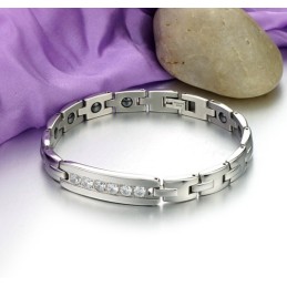 Pulsera De Piedra Imán De Titanio De Calidad Confiable Y Saludable Para Amantes Con Diamantes De Imitación.
