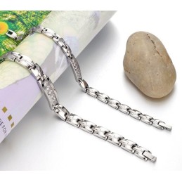 Pulsera De Piedra Imán De Titanio De Calidad Confiable Y Saludable Para Amantes Con Diamantes De Imitación.