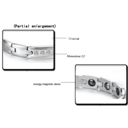 Pulsera De Piedra Imán De Titanio De Calidad Confiable Y Saludable Para Amantes Con Diamantes De Imitación.