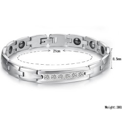 Pulsera De Piedra Imán De Titanio De Calidad Confiable Y Saludable Para Amantes Con Diamantes De Imitación.