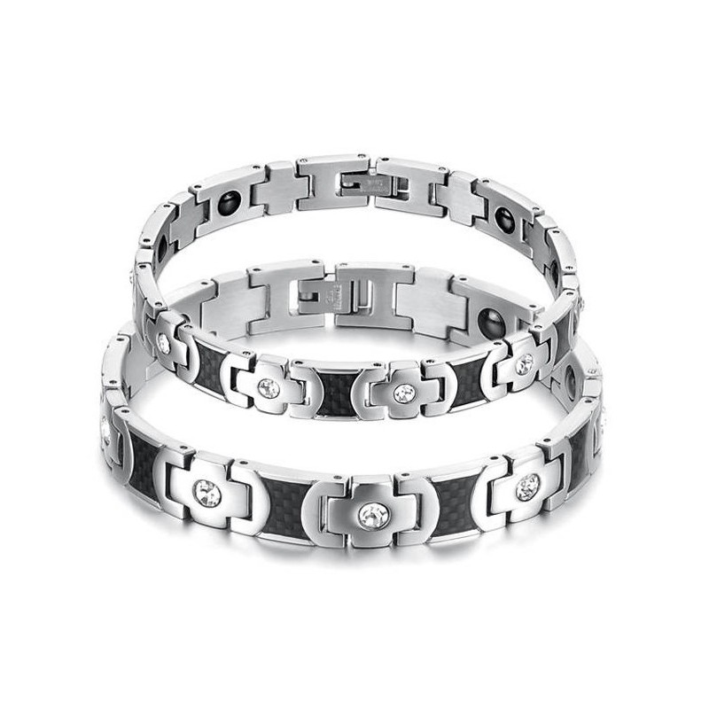Pulsera De Titanio De Calidad Superior Para La Salud Con Diamantes De Imitación Para Amantes. Pulsera De Titanio De Calidad Superior Para La Salud Con Diamantes De Imitación Para Amantes.